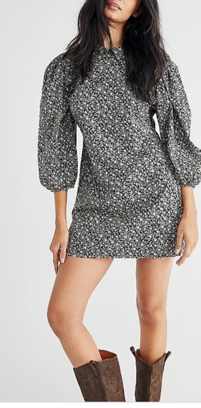Free People Floral Mini Dress with Puffed Sleeves - Picture 2 of 14